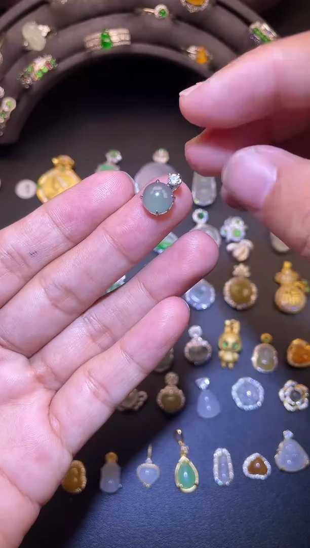 吊坠(不含链)银S925镶嵌翡翠1