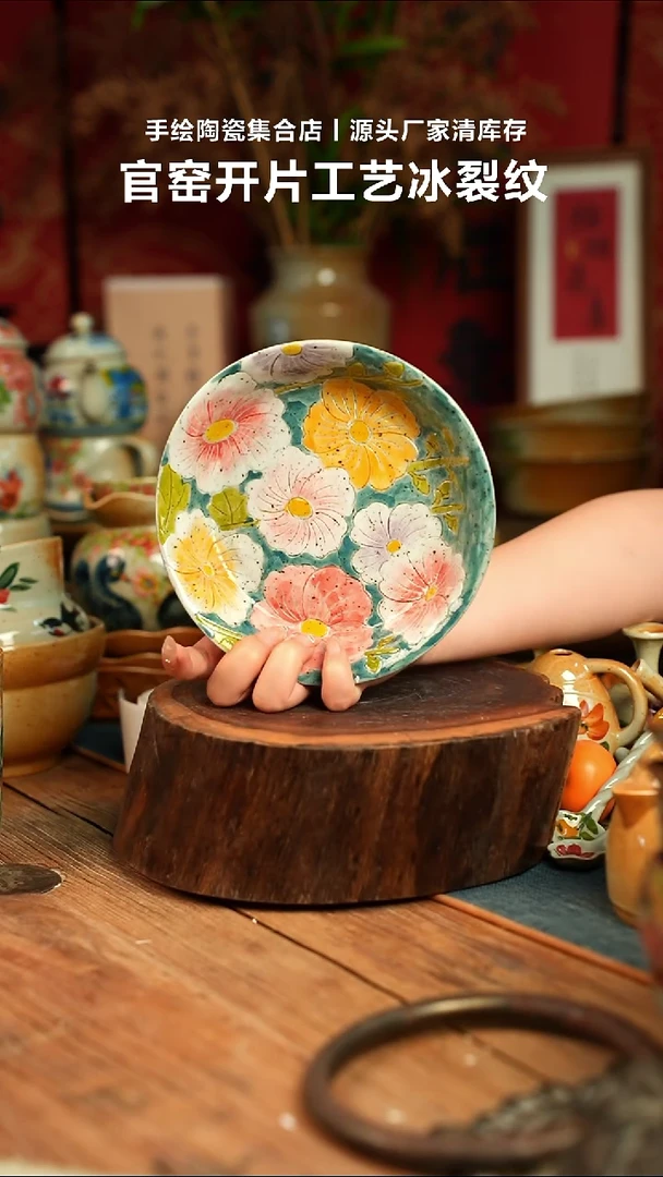 瓷片手工手绘细微不一样