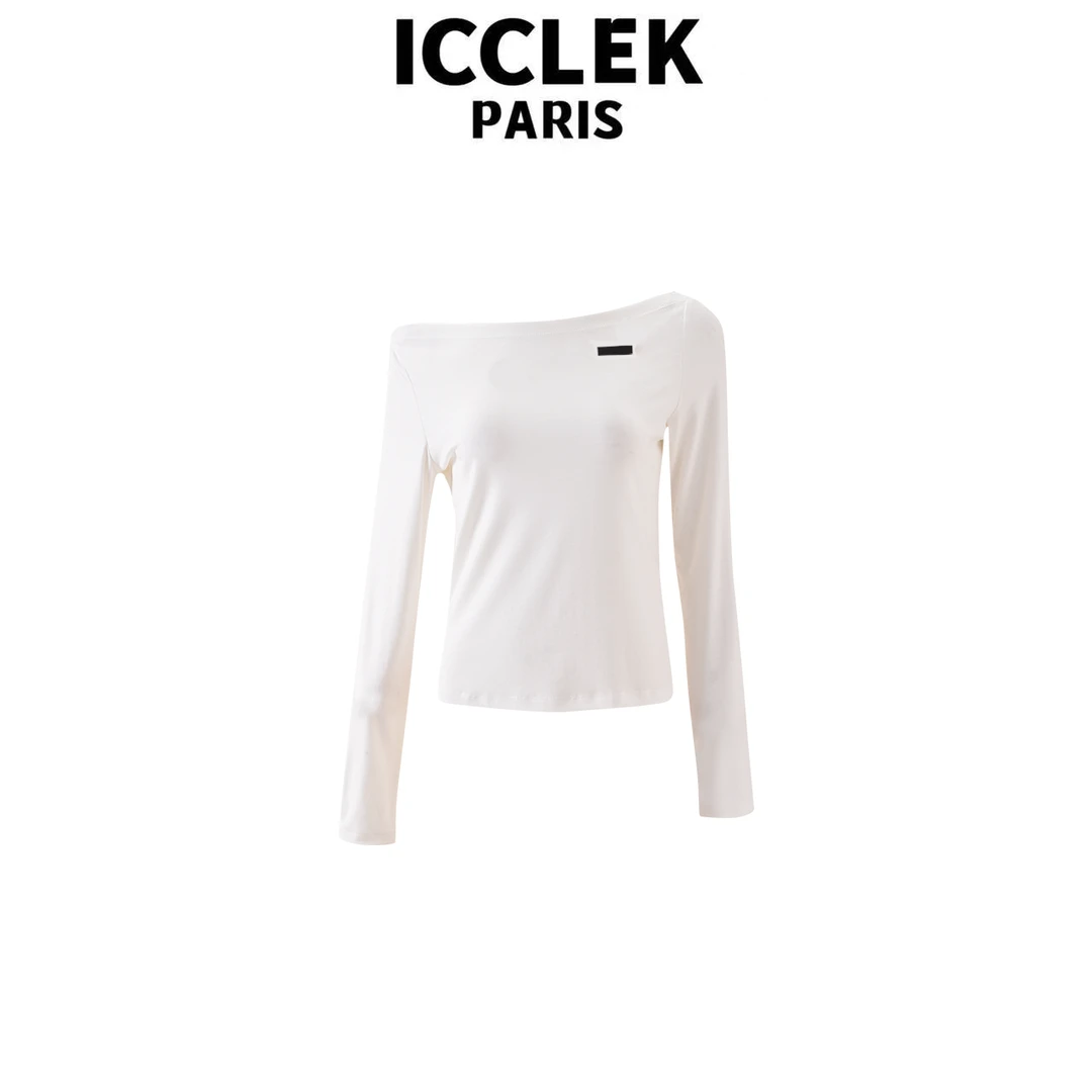 ICCLEK 白色纯色休闲衬衣设计感洋气百搭显瘦衬衫小众气质 - 5856
