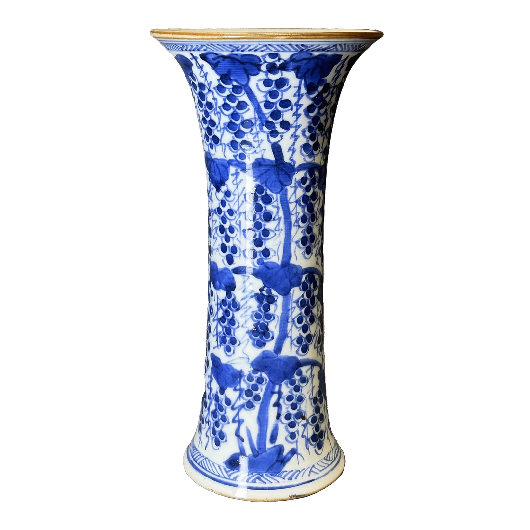 25300562t青花葡萄纹花觚