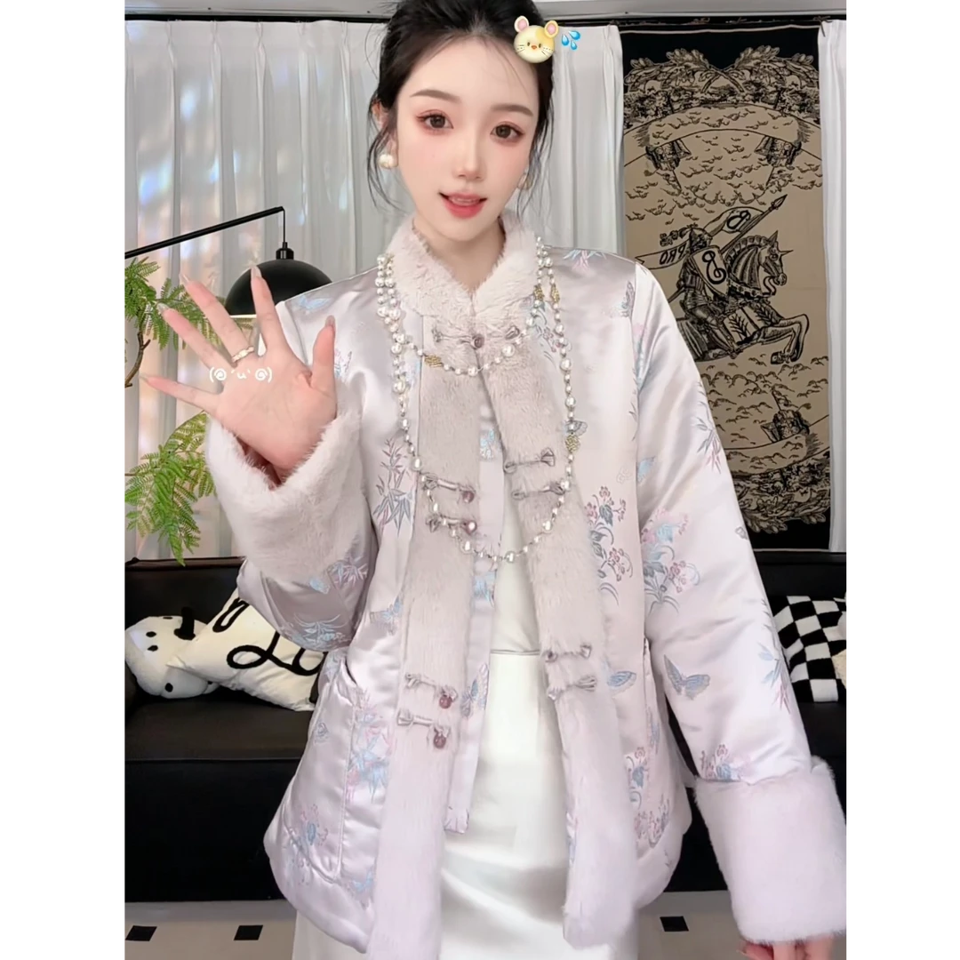 【桃织甜酒】新中式中国风紫色新年装加厚气质优雅日常保暖外套