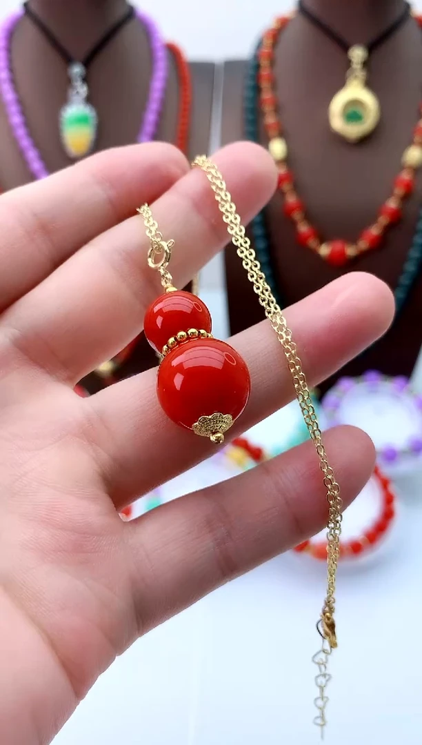 翡翠14K金镶嵌颈饰D349吊坠