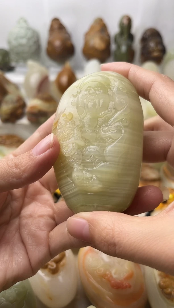 石材古青石棉纹正常不退换财神