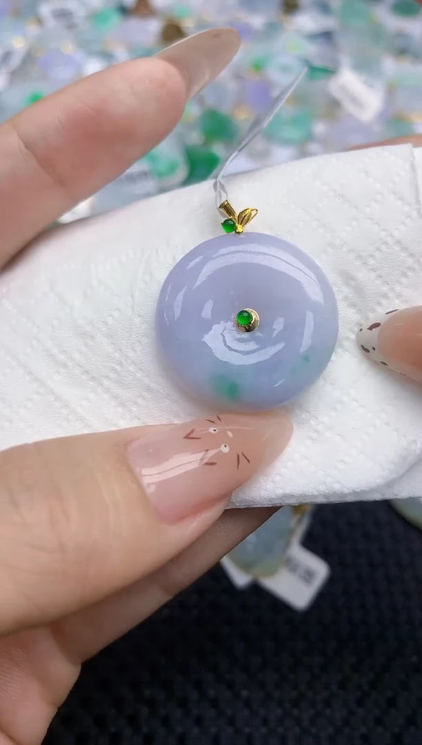 翡翠挂件18K金镶嵌283   天然翡翠A货