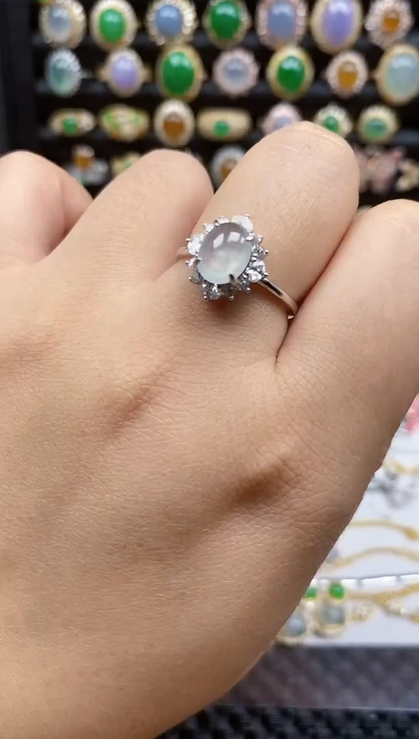 银S925镶嵌戒指翡翠6874