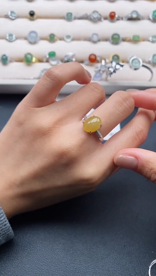 银S925镶嵌戒指翡翠4444444+5