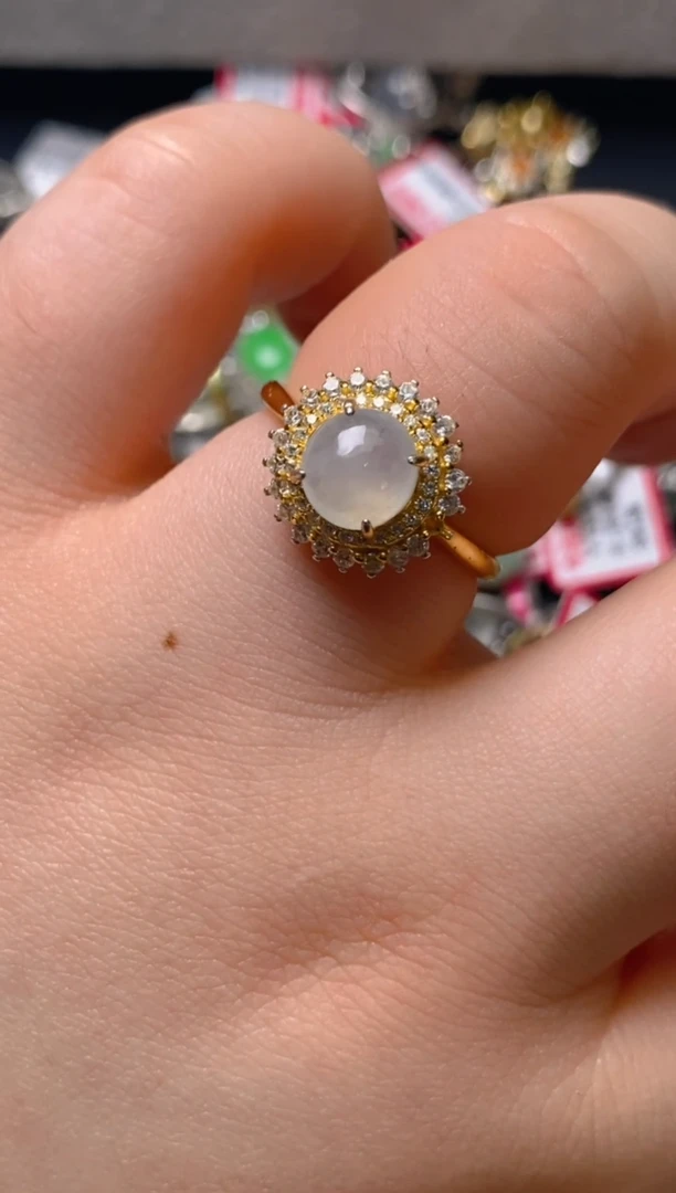 银S925镶嵌戒指翡翠百内无证书