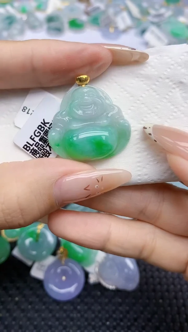 翡翠18K金镶嵌颈饰92   天然翡翠A货