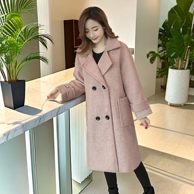 毛呢外套女中长款韩版2024新款春秋气质赫本风显瘦百搭呢子大衣