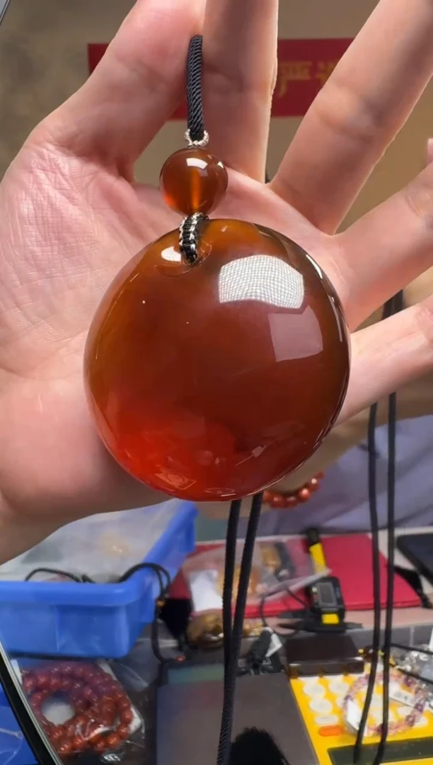 未镶嵌吊坠(不含链)琥珀缅甸琥珀棕红平安扣吊坠