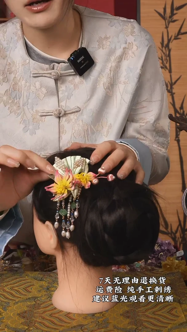 织绣47非遗缠花纯手工发夹