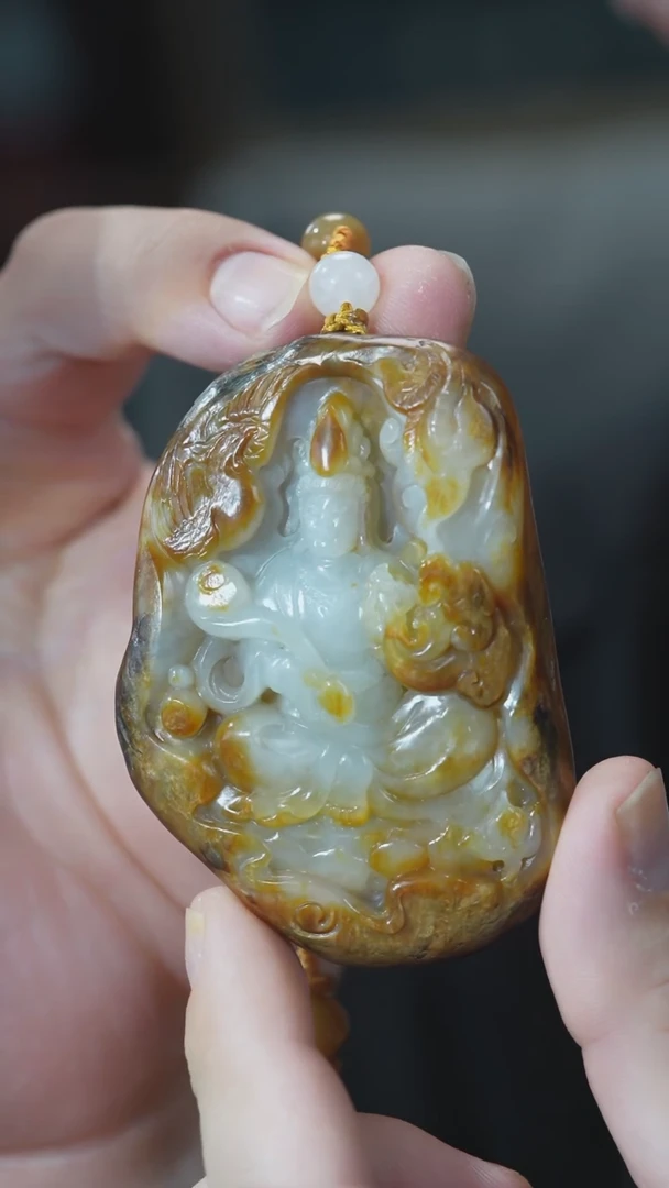 和田玉未镶嵌挂件观音