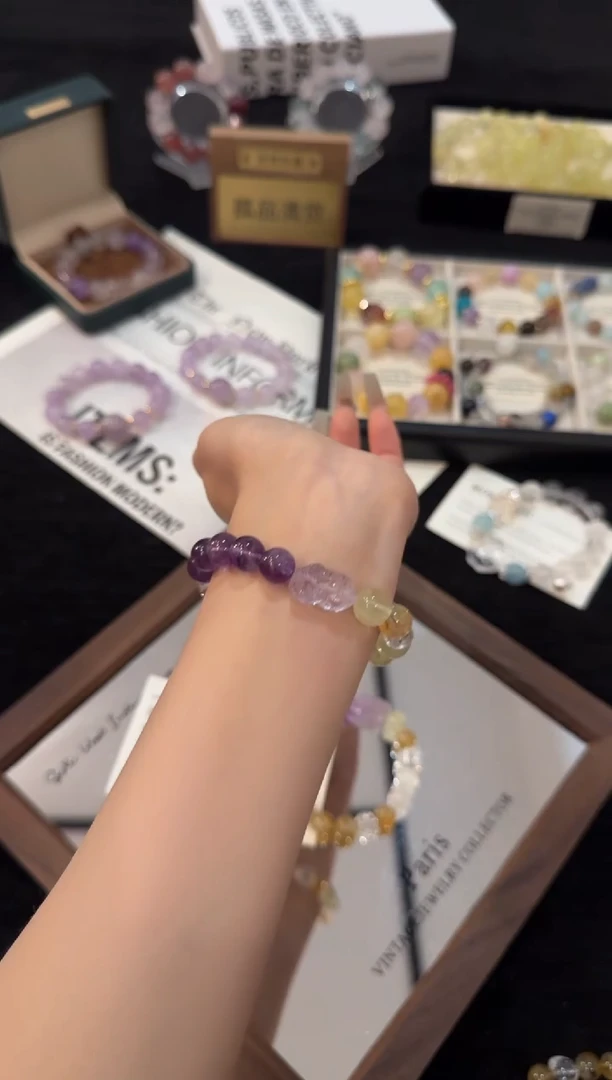 合金手链水晶紫黄x2715