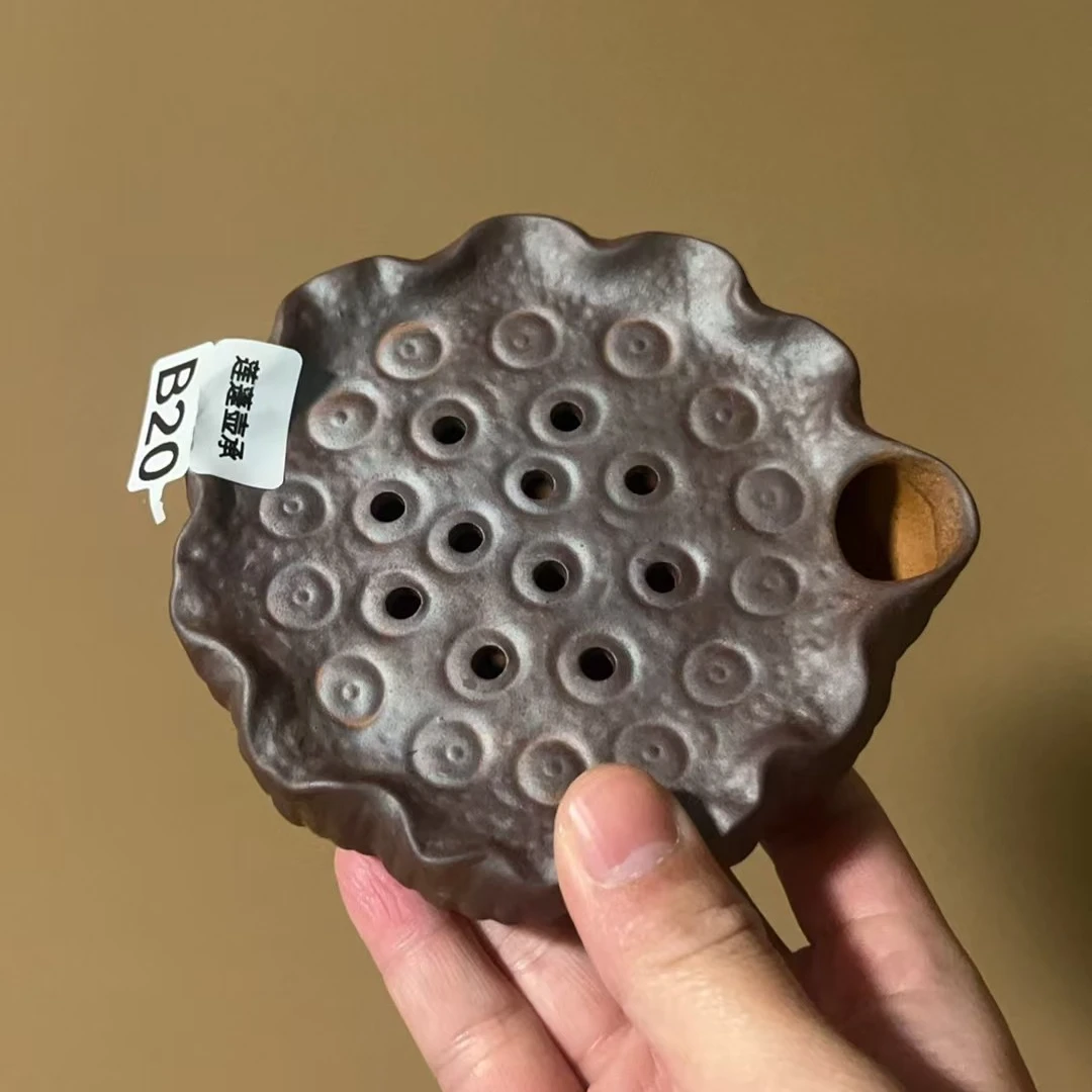 B20莲蓬壶承原矿老岩泥磨砂创意陶瓷壶托壶垫干泡盘手工储水式