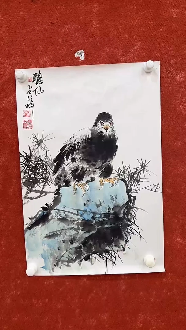 国画9.22-严选-颜新辉-四尺三开鹰-C10
