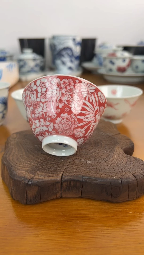 陈****A照夜白高温釉下红主人杯