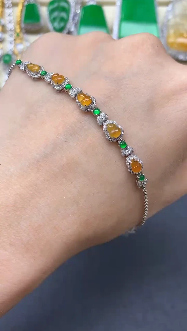 18K金镶嵌手链翡翠434-中国好珠宝