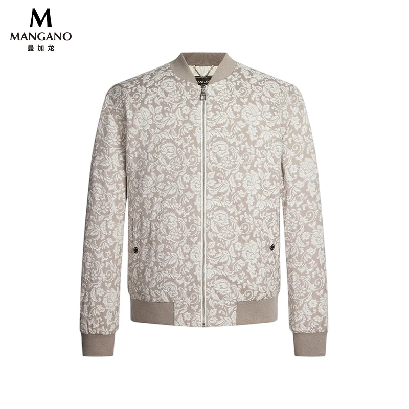 曼加龙男士冬季时尚巴洛克提花阔版立领薄棉棉衣外套 2232912