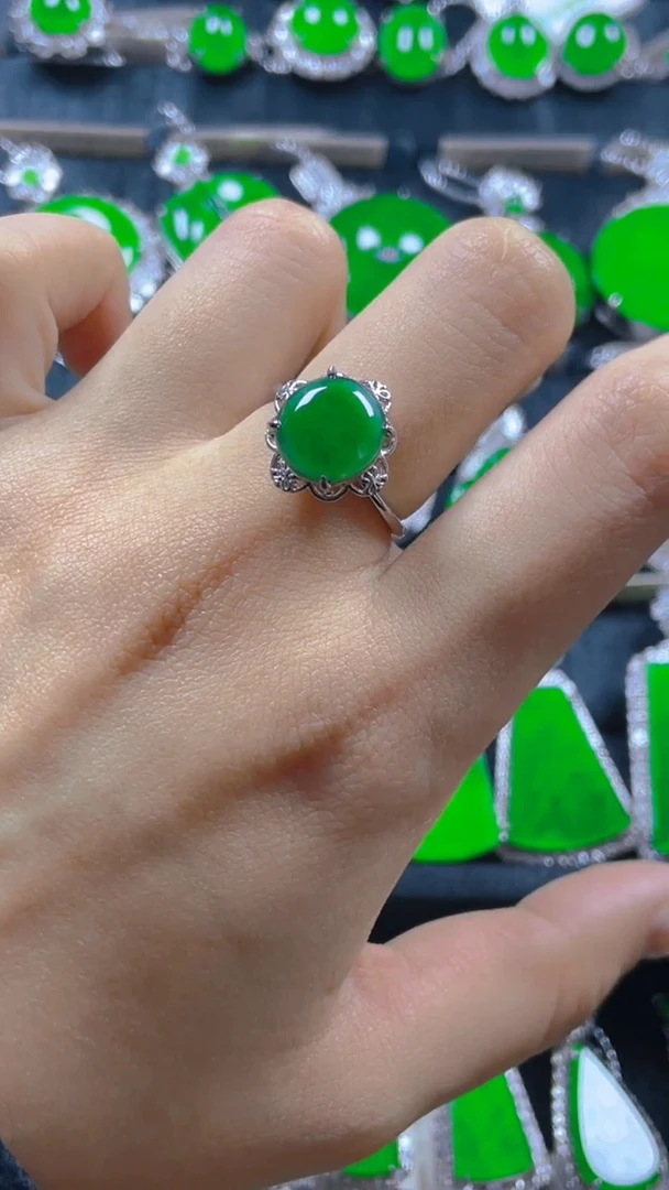 银S925镶嵌戒指翡翠11