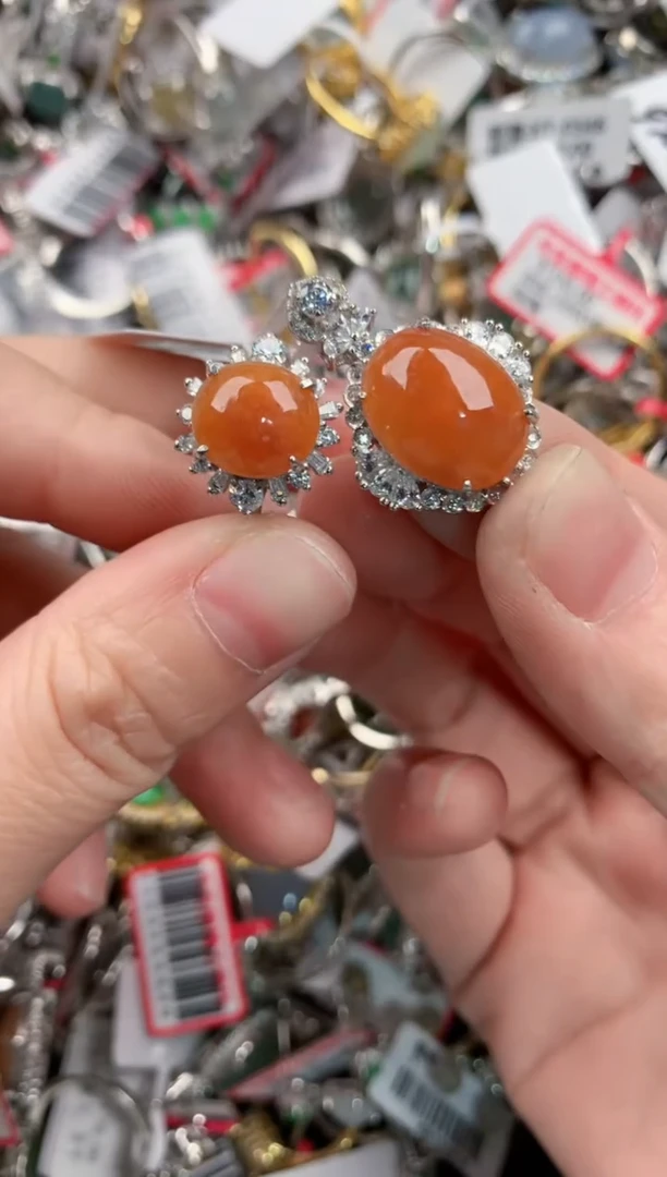 银S925镶嵌戒指翡翠444---2