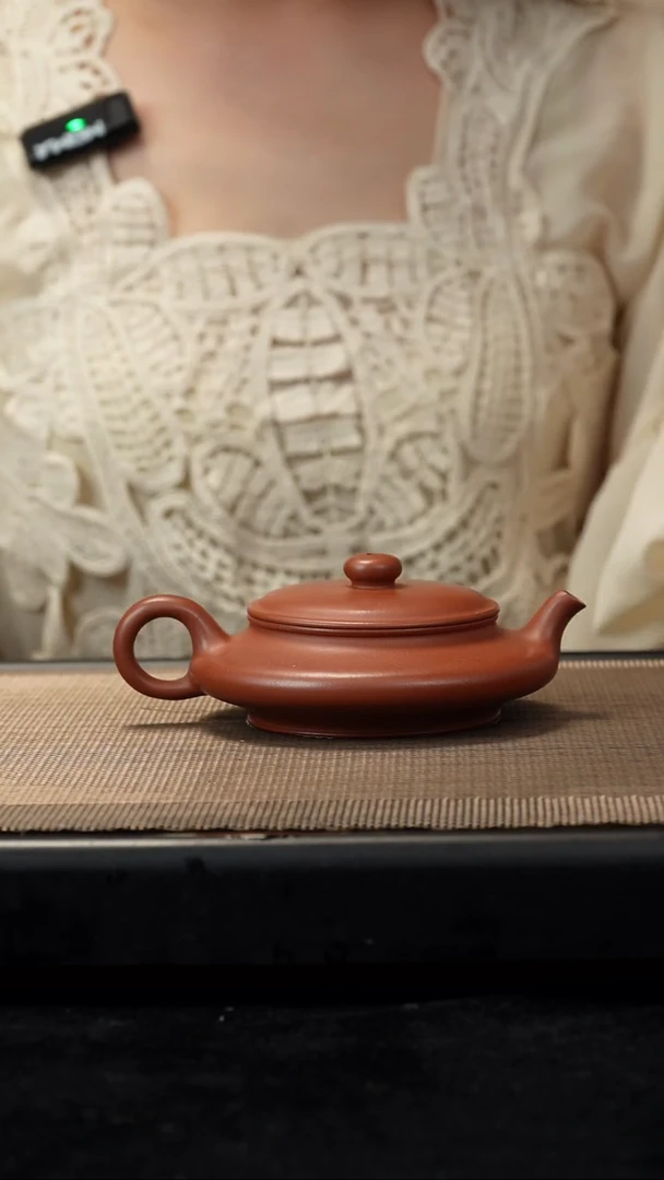 茶壶紫砂红泥鸣远虚扁140CC