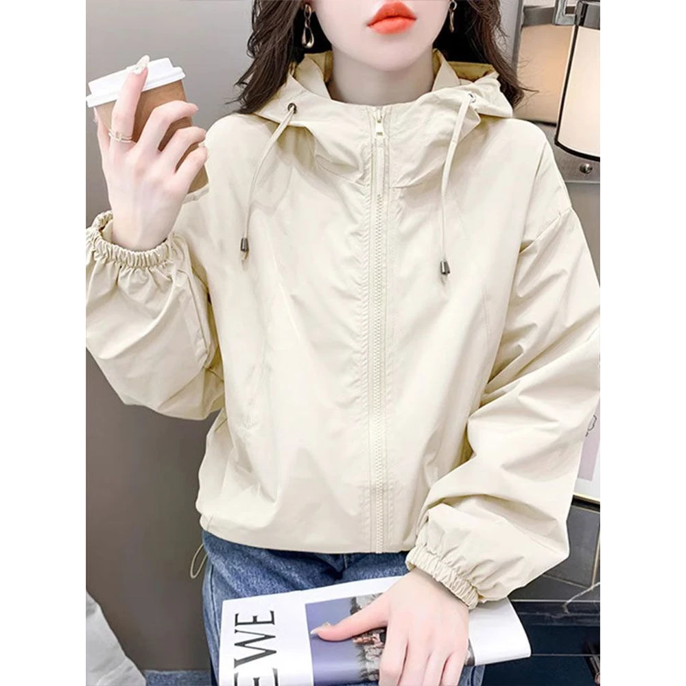 连帽短款风衣冲锋衣外套女春季2025新款宽松百搭小个子夹克上衣