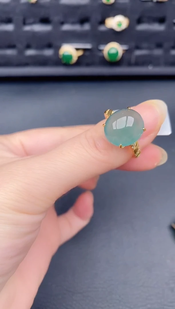 银S925镶嵌戒指翡翠天然a货翡翠206