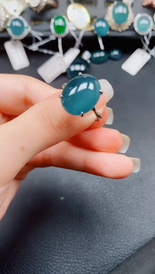 银S925镶嵌戒指翡翠翡翠