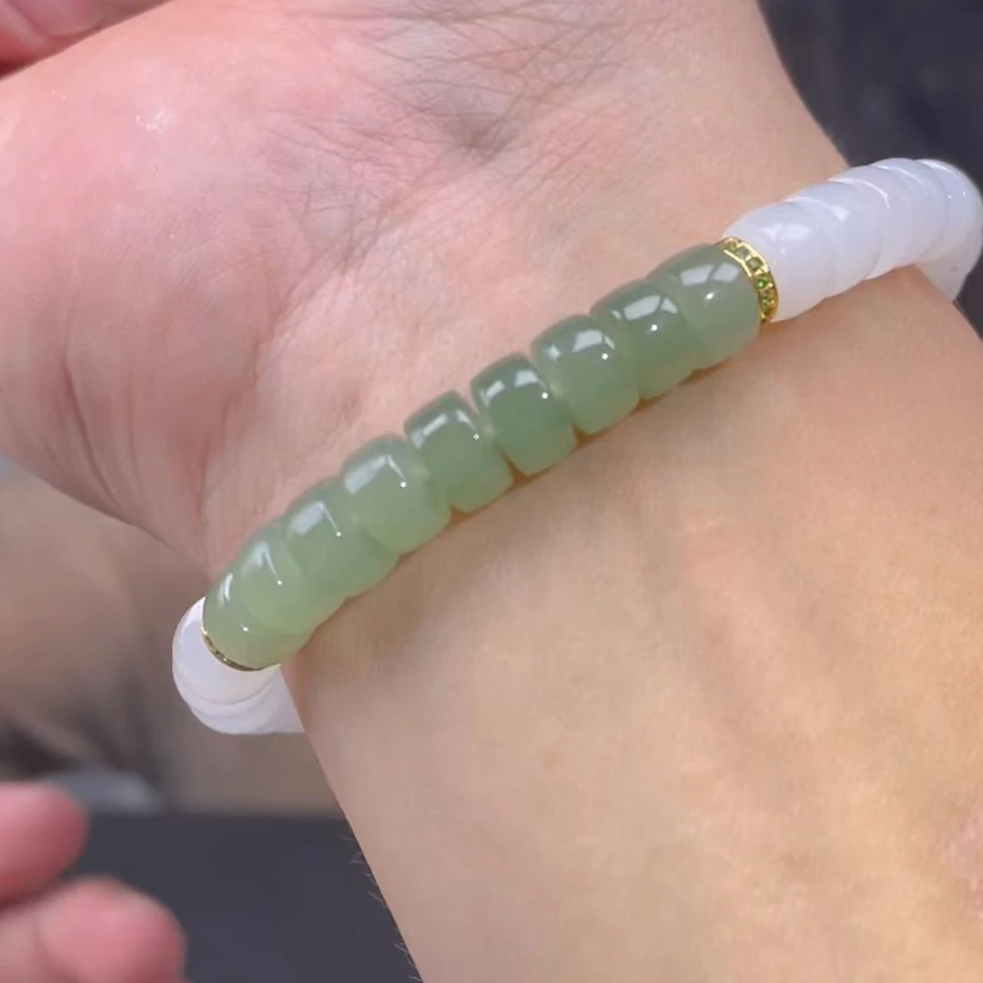 【玉经纶】176351/HQ31-和田玉手串-多样性发其一