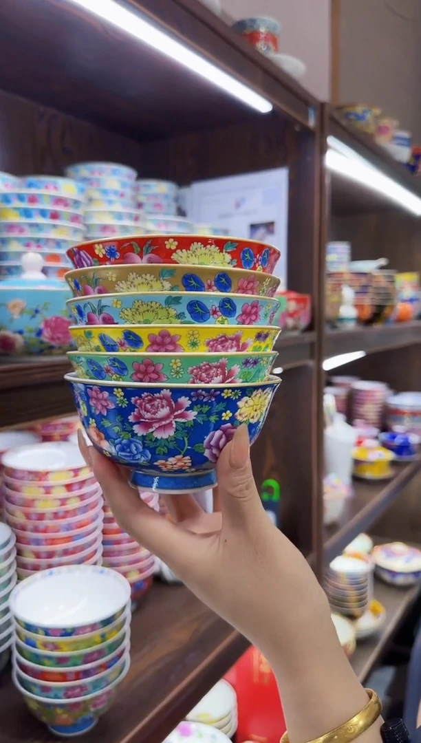 珐琅4.5英寸饭碗10个景德镇餐具