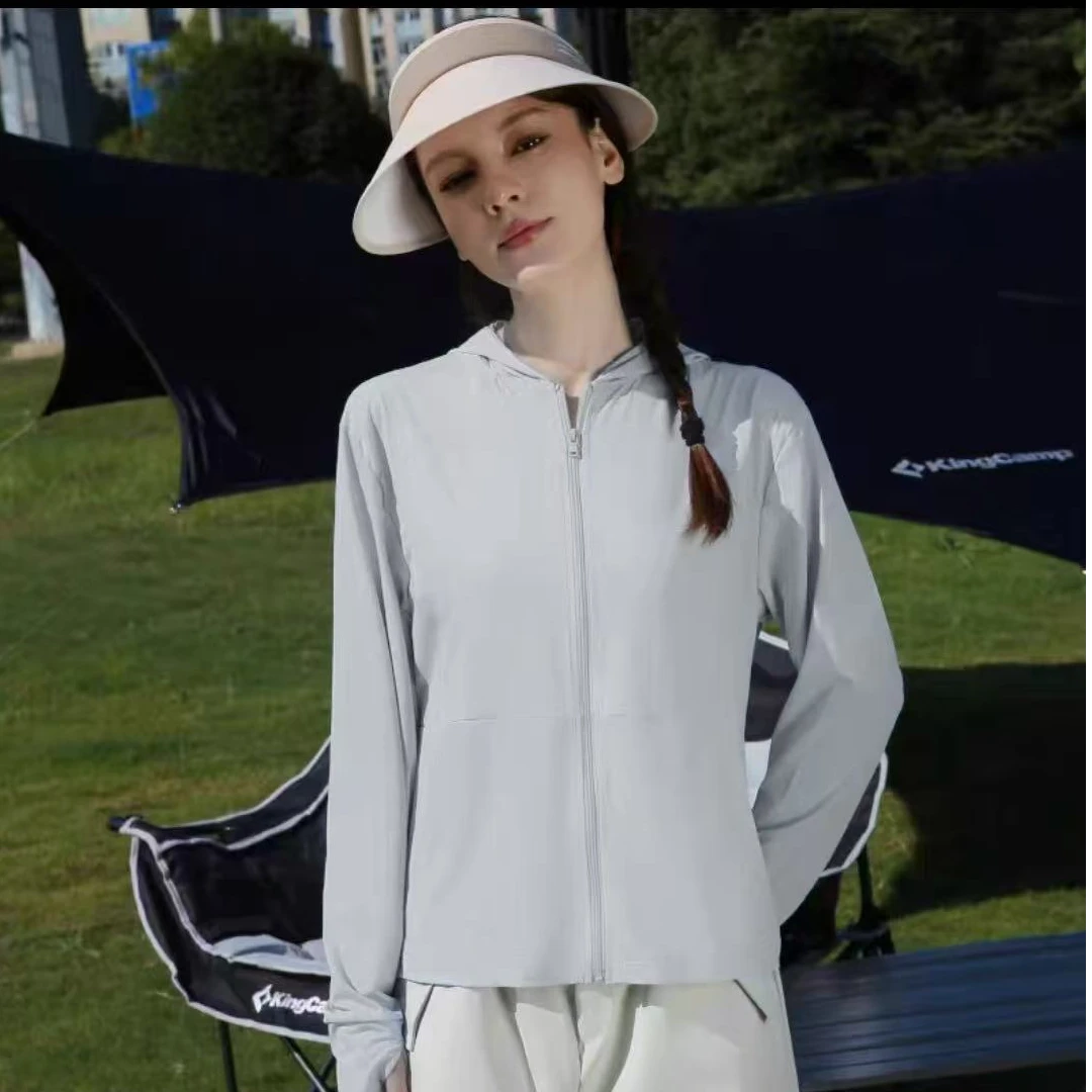 8565-女（云彩灰）小蛮腰连帽防晒衣