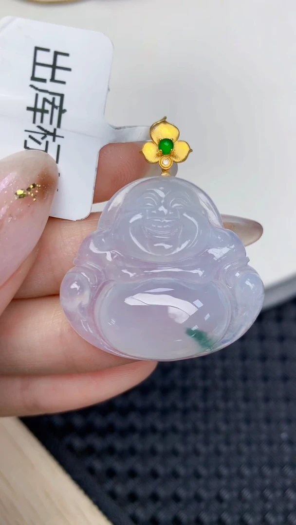 颈饰18K金镶嵌翡翠天然缅甸翡翠a货百元以上9元证书费自理