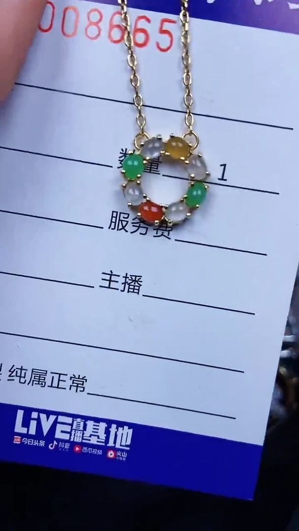 颈饰银S925镶嵌翡翠8665