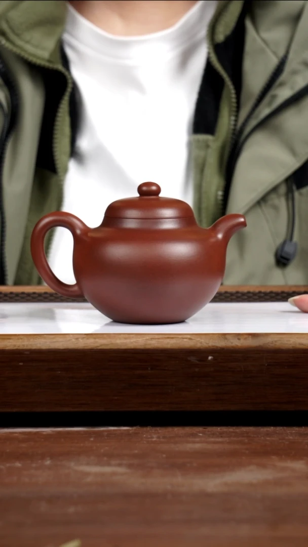 茶壶紫砂玫红底槽青柿园375CC