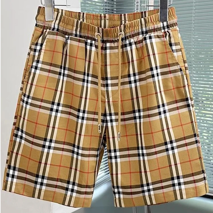 潮牌夏季男士经典格子运动短款大码休闲薄款五分裤新款沙滩裤