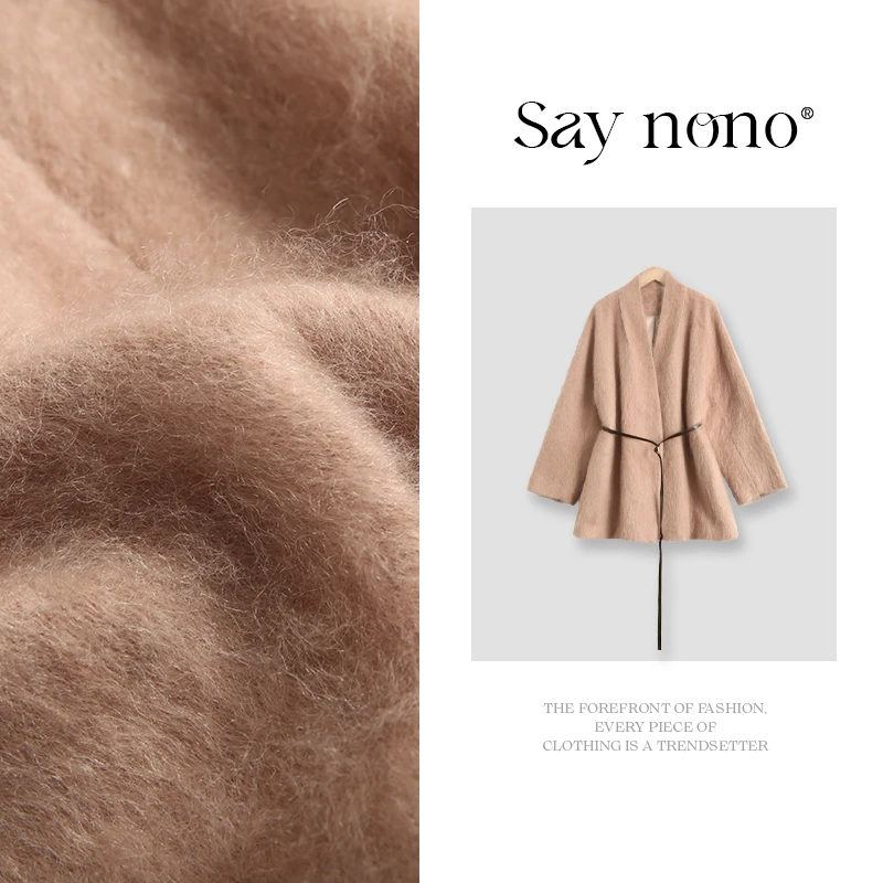 懒猫nono│Saynono 山羊绒绵羊毛长毛拉绒单面呢大衣/XXLSRR88178