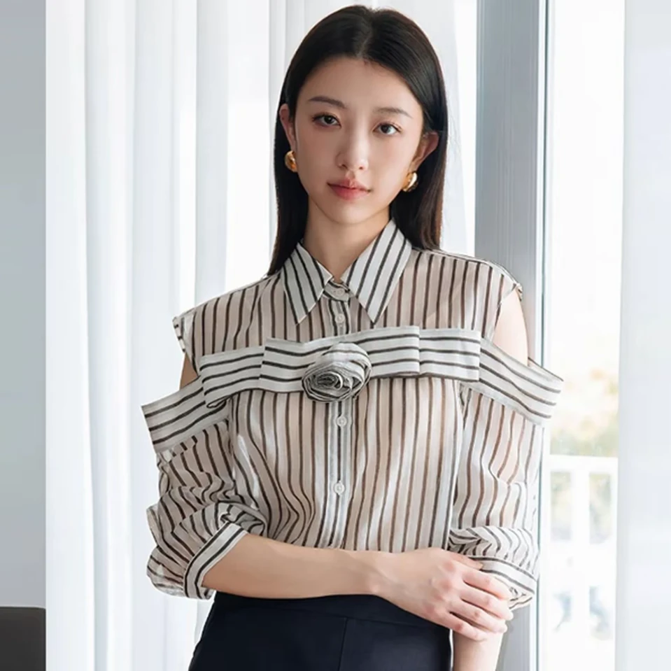 朗文品牌灰条衬衣03564