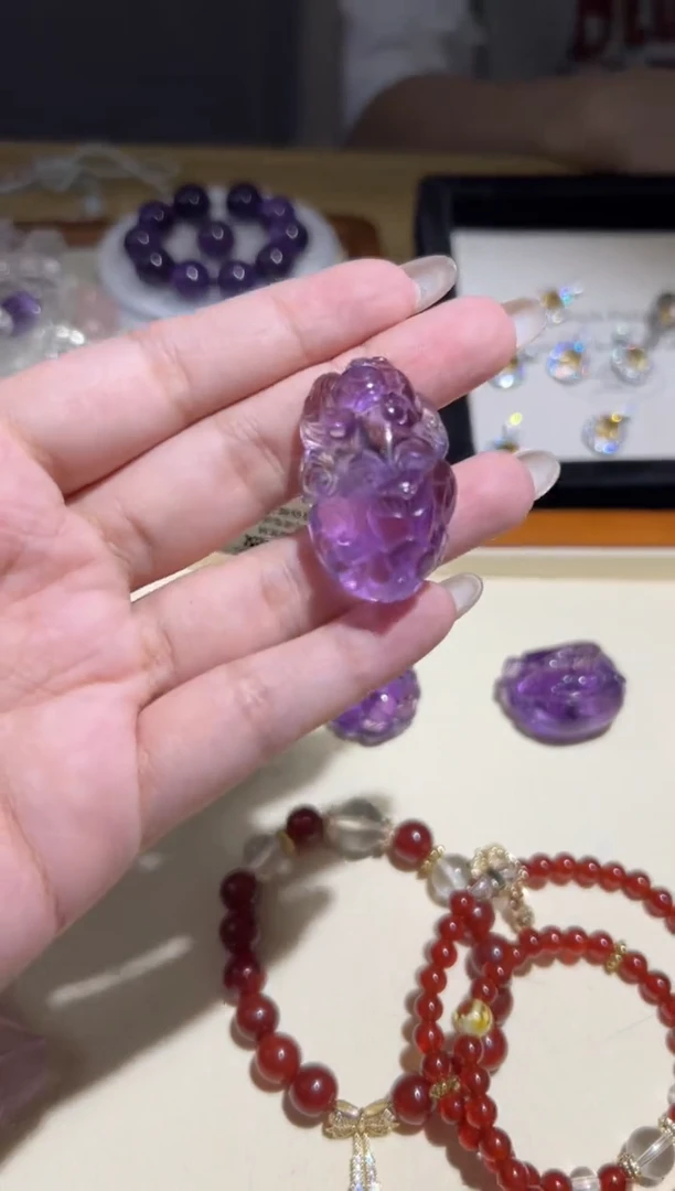 未镶嵌吊坠(不含链)紫晶巴西紫水晶狐狸吊坠675