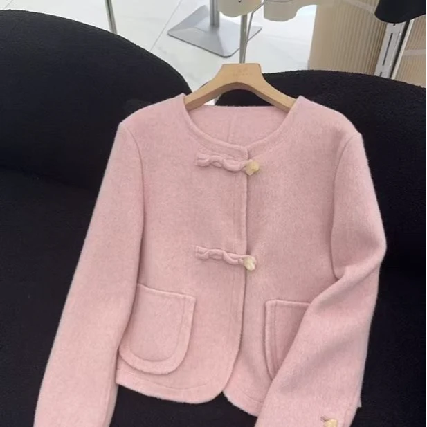 SHISHI时尚百搭双面羊毛短款小大衣