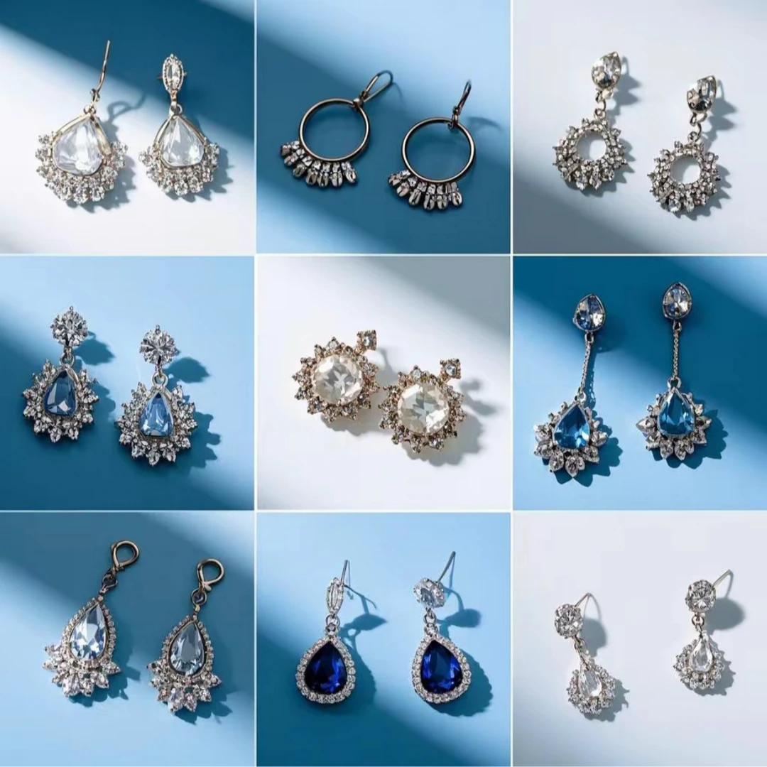 合金仿水晶耳饰 欧美日韩甜美耳饰耳钩百搭复古简约网红耳饰耳坠