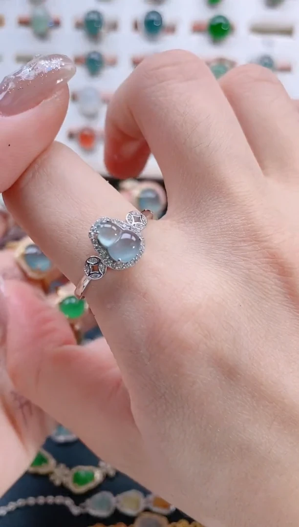 银S925镶嵌戒指翡翠天然翡翠