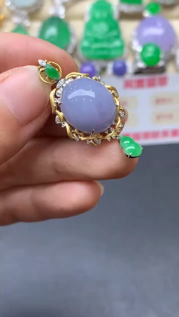 颈饰18K金镶嵌翡翠264-中国好珍宝