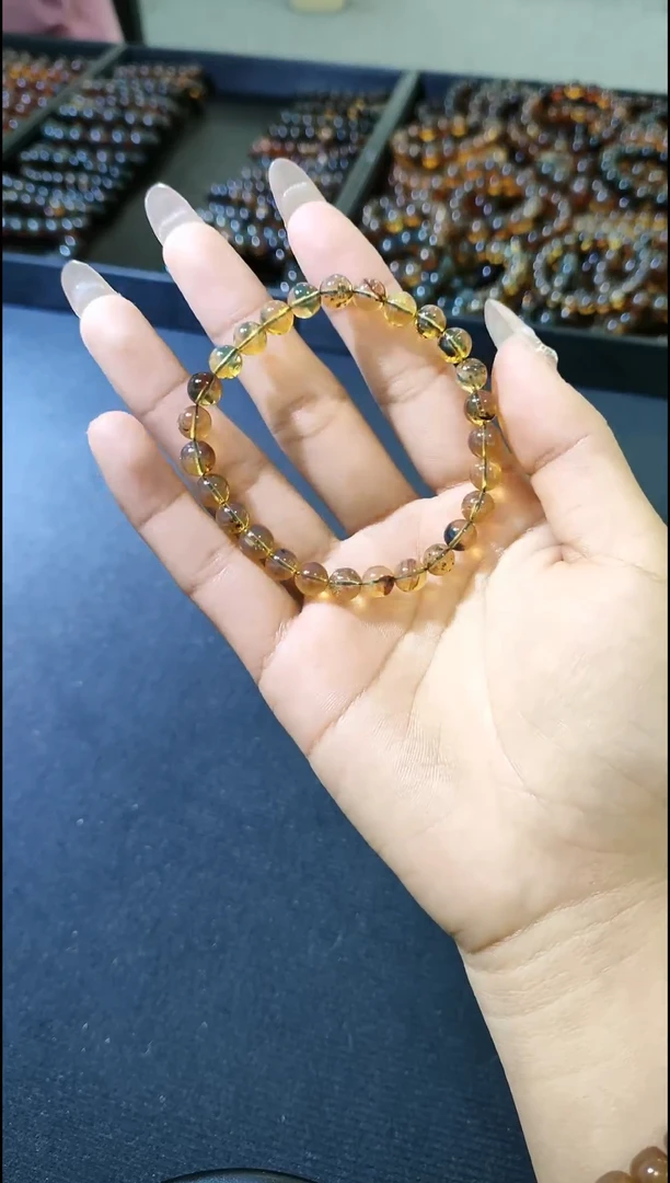 【闪购商品】琥珀手链未镶嵌#1#6mm缅甸琥珀灵草珀手串