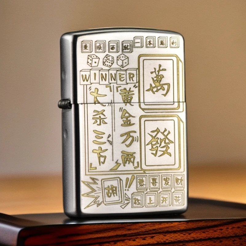 zippo打火机正版镀铬深雕双面黄金万两煤油防风打火机DYJ1