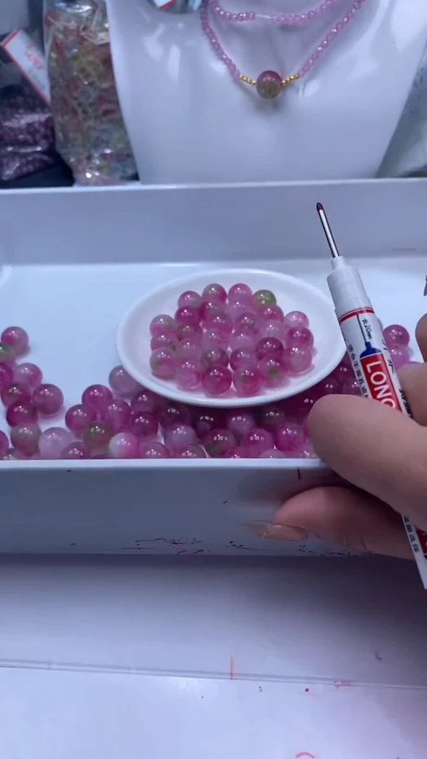 颈饰未镶嵌水晶W3014西瓜碧玺14mm*3颗