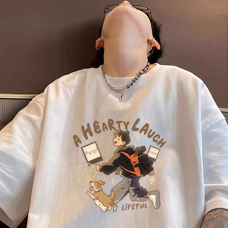 重磅纯棉青少年潮牌短袖t恤男生夏季2025新款宽松潮流半袖体恤