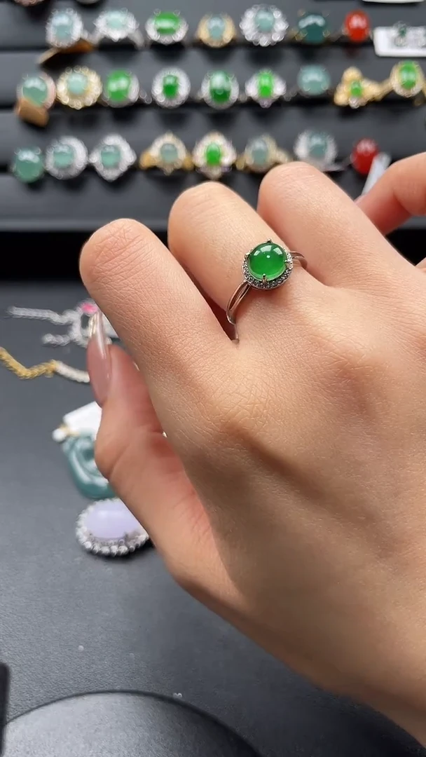 【闪购商品】翡翠戒指银S925镶嵌456745