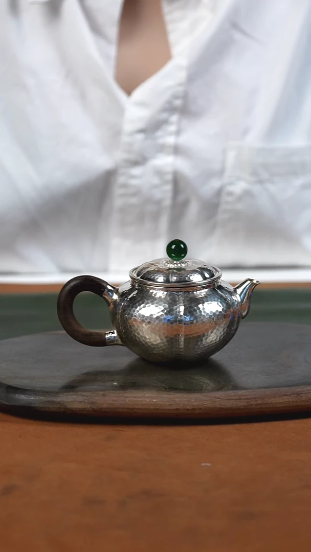 手工锤纹南瓜泡茶壶