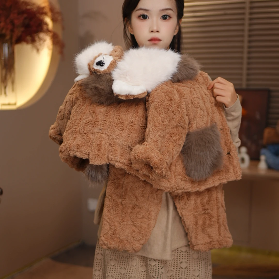 2026款儿童狮子毛绒家居服 柔软保暖童趣居家服套装24S002