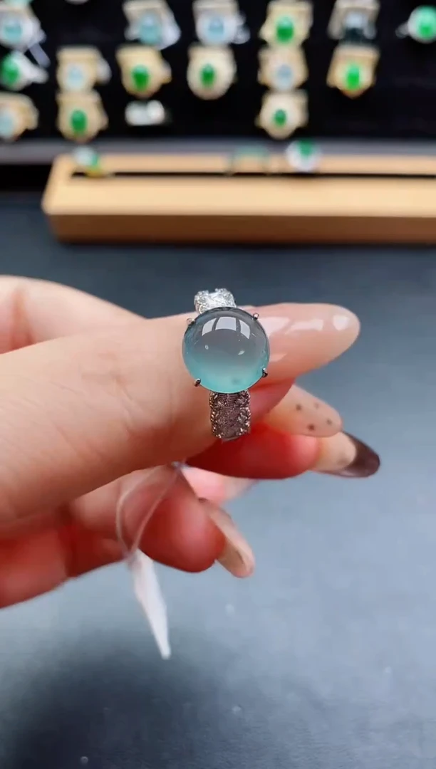 银S925镶嵌戒指翡翠1